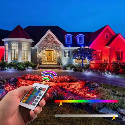 Projecteur LED RGB IP66 avec Télécommande – Éclairage Extérieur Décoratif 10W-100W