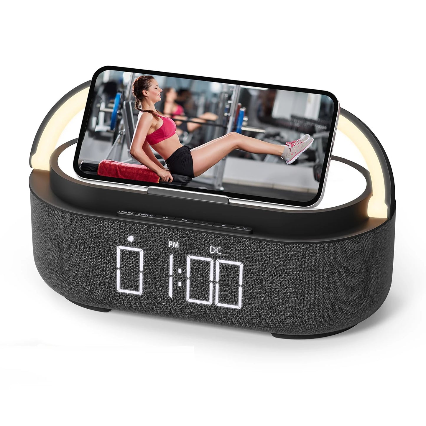Enceinte Bluetooth COLSUR — Chargeur Sans Fil, Radio FM & Lumière Dimmable