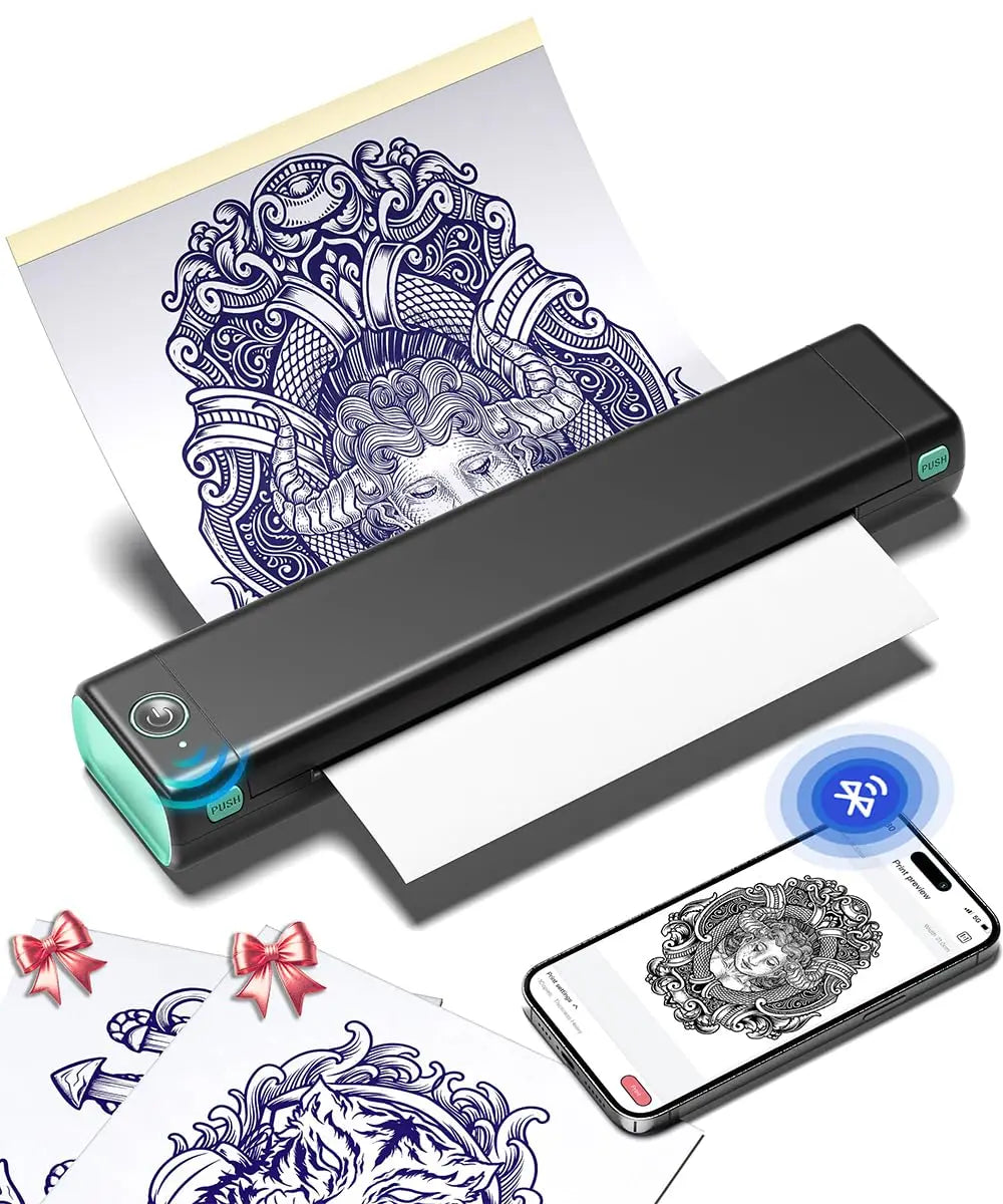 Imprimante à Pochoirs Tatouage Phomemo M08F – Bluetooth A4, 10 Feuilles incluses, Pro & Débutants