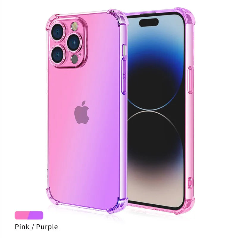 Four-corners Shockproof Gradient TPU Case for iPhone 17 Air 16e 16 Pro Max 15 14 Plus 13 Mini Protective Cover Fundas Coque Capa