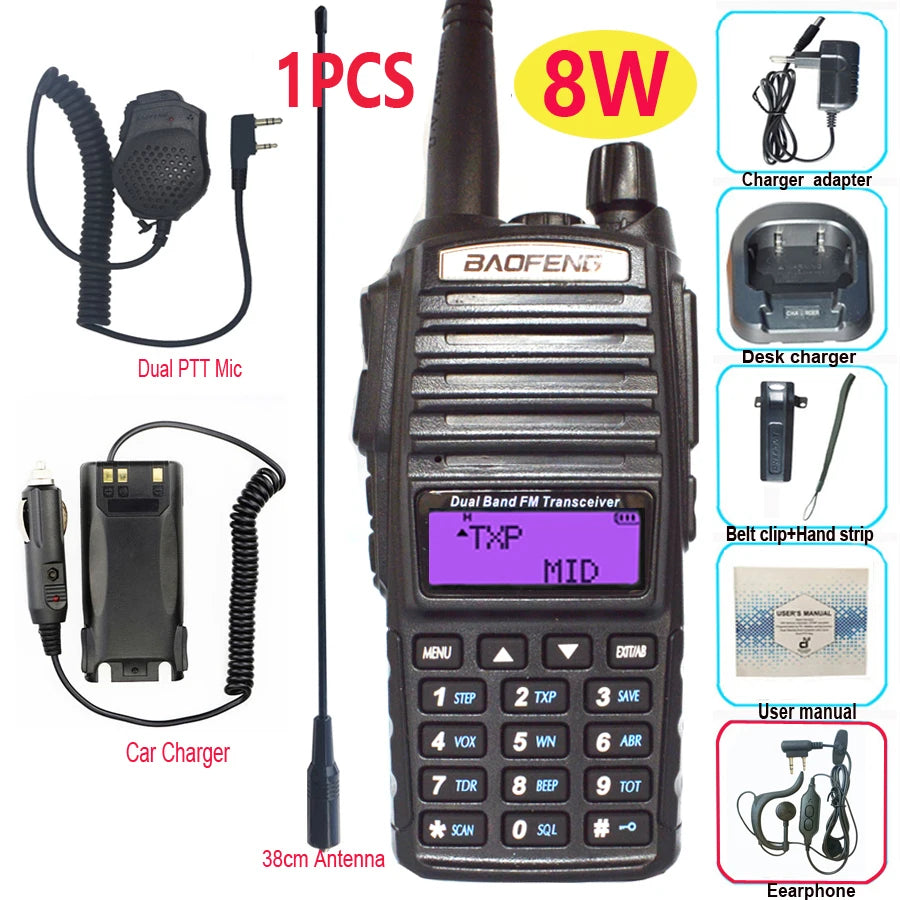 Talkie-Walkie BAOFENG UV-82 Plus — Double Bande VHF/UHF, 5W/8W, IP57, 128 Canaux