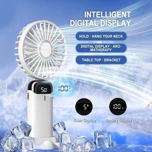 Ventilateur Mini Portable USB Pliable Avec Écran LED
