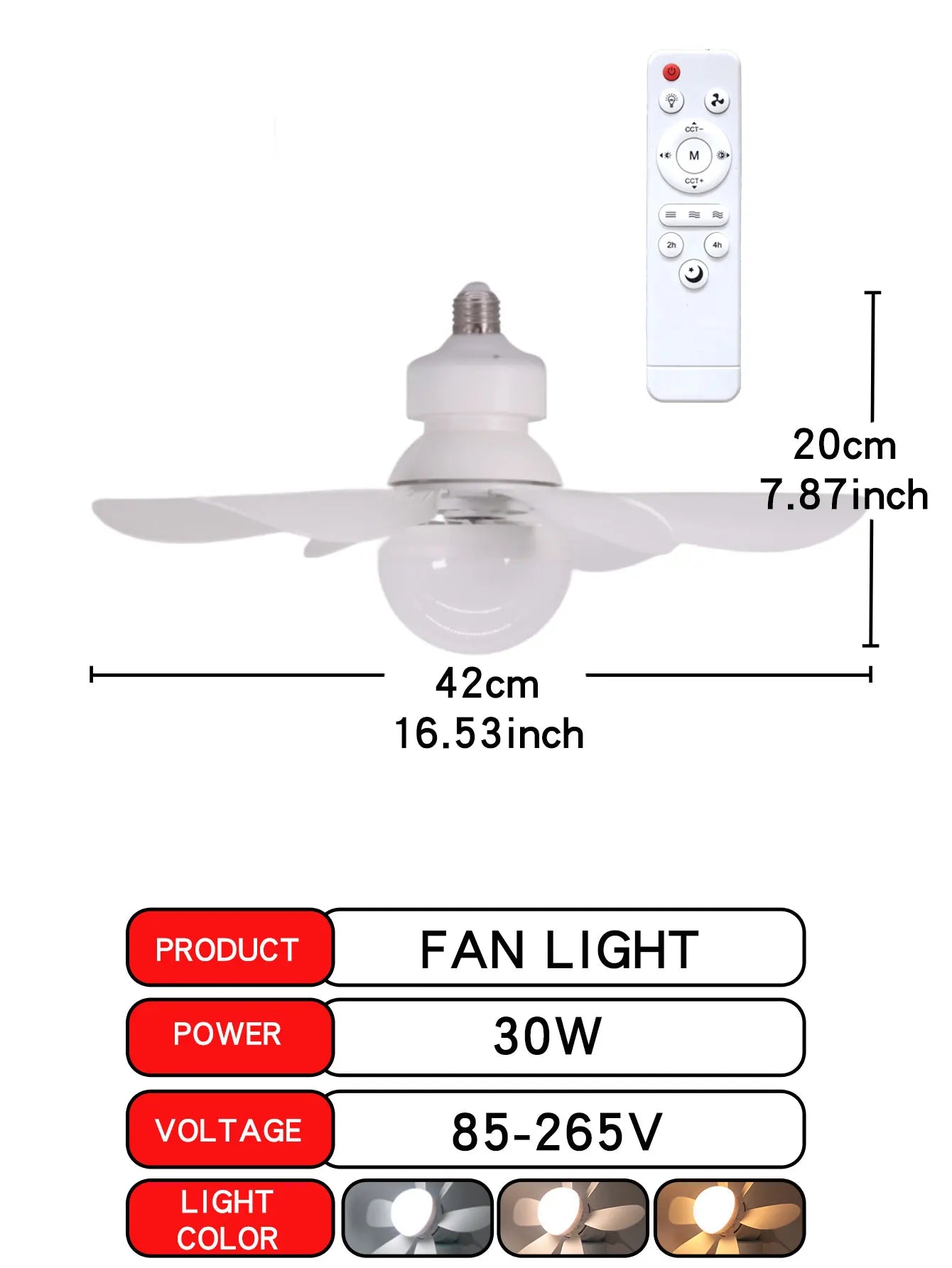 Ventilateur Plafonnier LED avec Télécommande