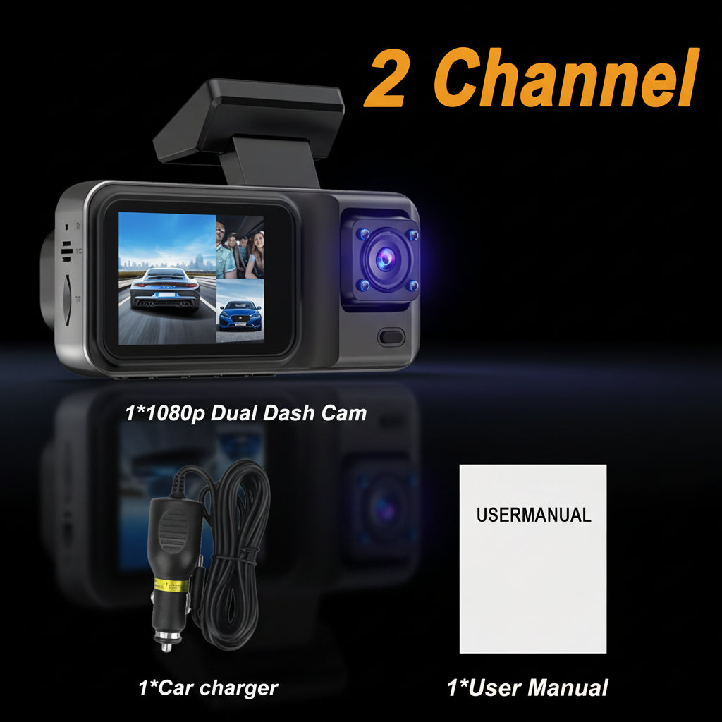 Dashcam Voiture – Caméra de Bord 1080P Full HD, Vision Nocturne