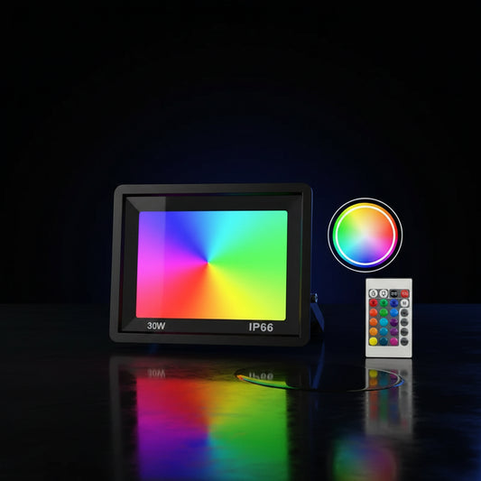 Projecteur LED RGB IP66 avec Télécommande – Éclairage Extérieur Décoratif 10W-100W