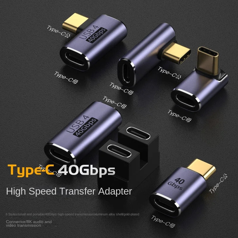 Adaptateur USB-C Coudé 40 Gbps 100W Femelle-Mâle