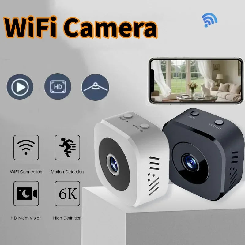 Mini Caméra de Surveillance WiFi 4K – Vision Nocturne, Détection de Mouvement, Audio Bidirectionnel