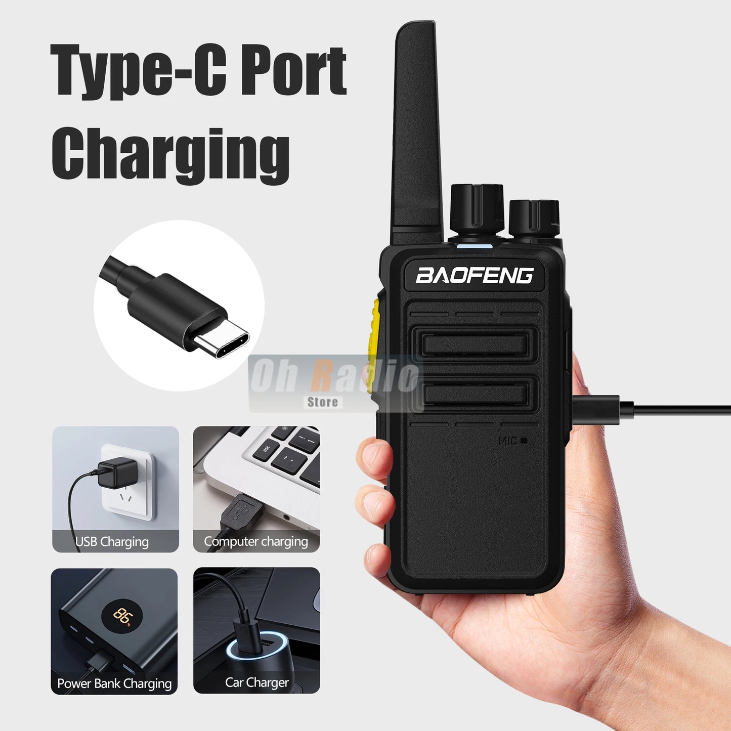 Baofeng BD-V12A – Talkie-Walkie Mini Professionnel | Réduction de Bruit & Charge USB-C
