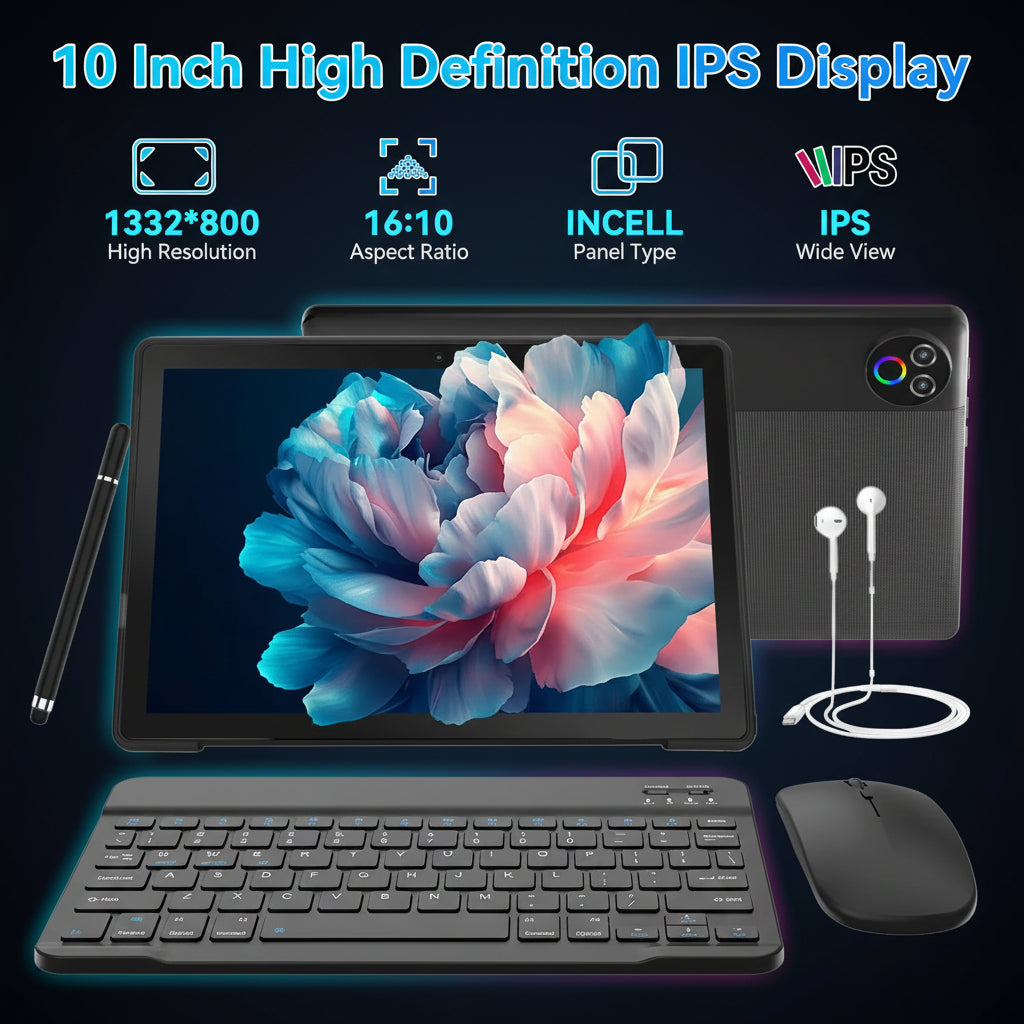 Tablette URAO 10 Android 15 – | 64GB ROM | IPS HD | Double Caméra |