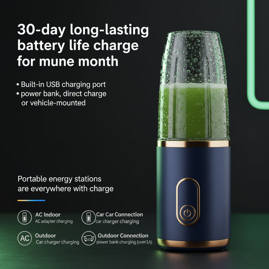 Blender Portable 400ml Rechargeable USB — Jus de Fruits, Smoothies & Milkshakes