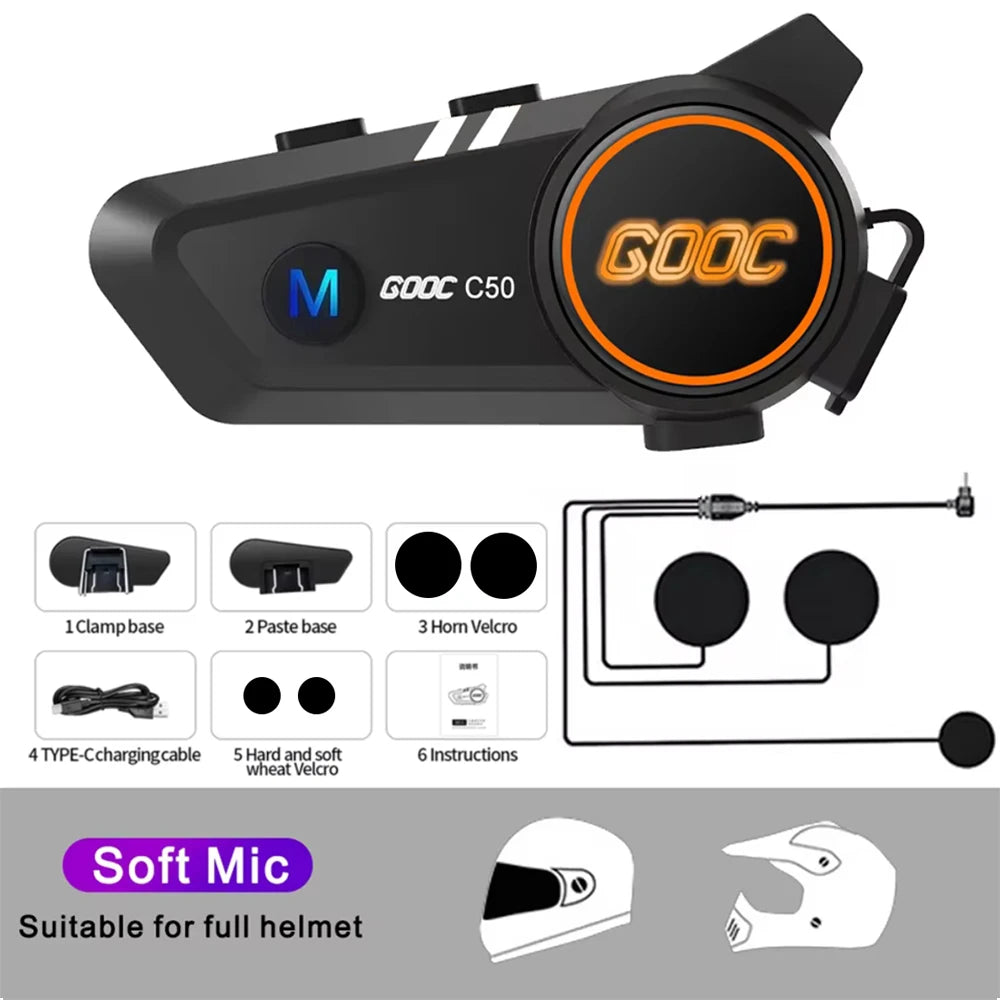 Casque Bluetooth 5.3 Moto – Kit Mains Libres Waterproof IPX6 avec Micro