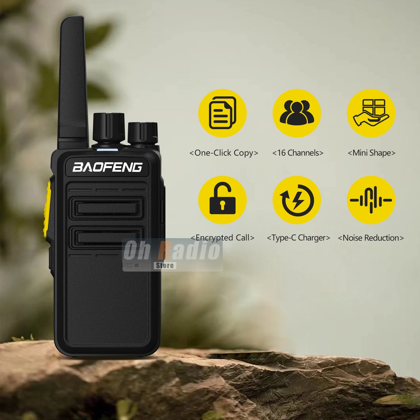 Baofeng BD-V12A – Talkie-Walkie Mini Professionnel | Réduction de Bruit & Charge USB-C