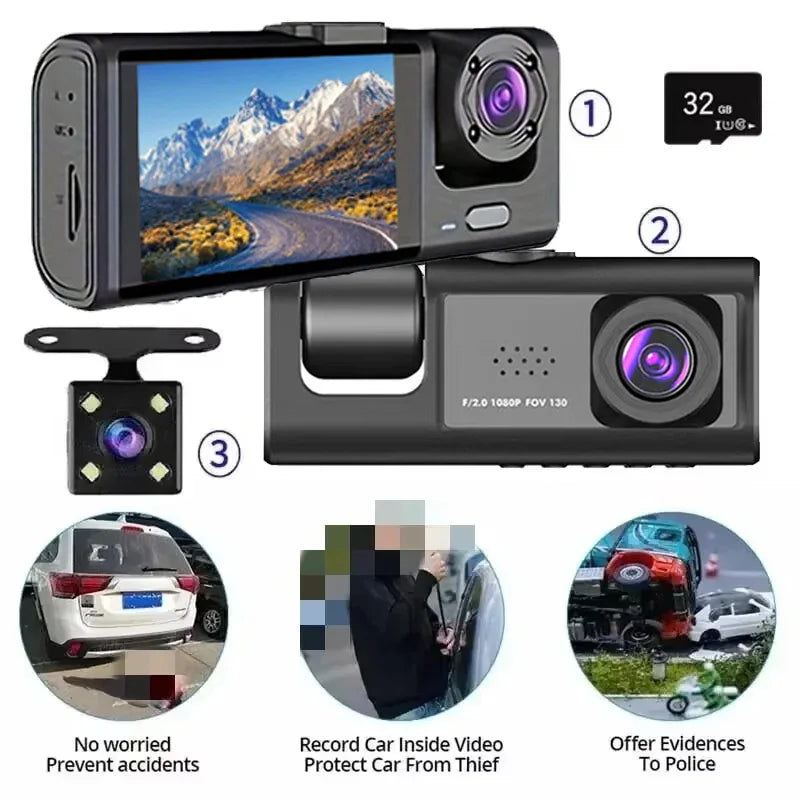 Dashcam 1080P — Vision Nocturne IR, Écran IPS 2", Enregistrement en Boucle