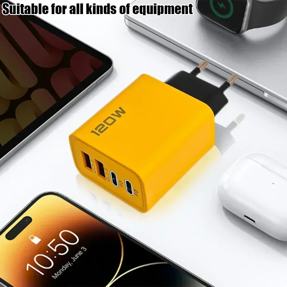 Chargeur Mural 120W BAPPSUS – 4 Ports | Charge Rapide | Prise EU / UK / US