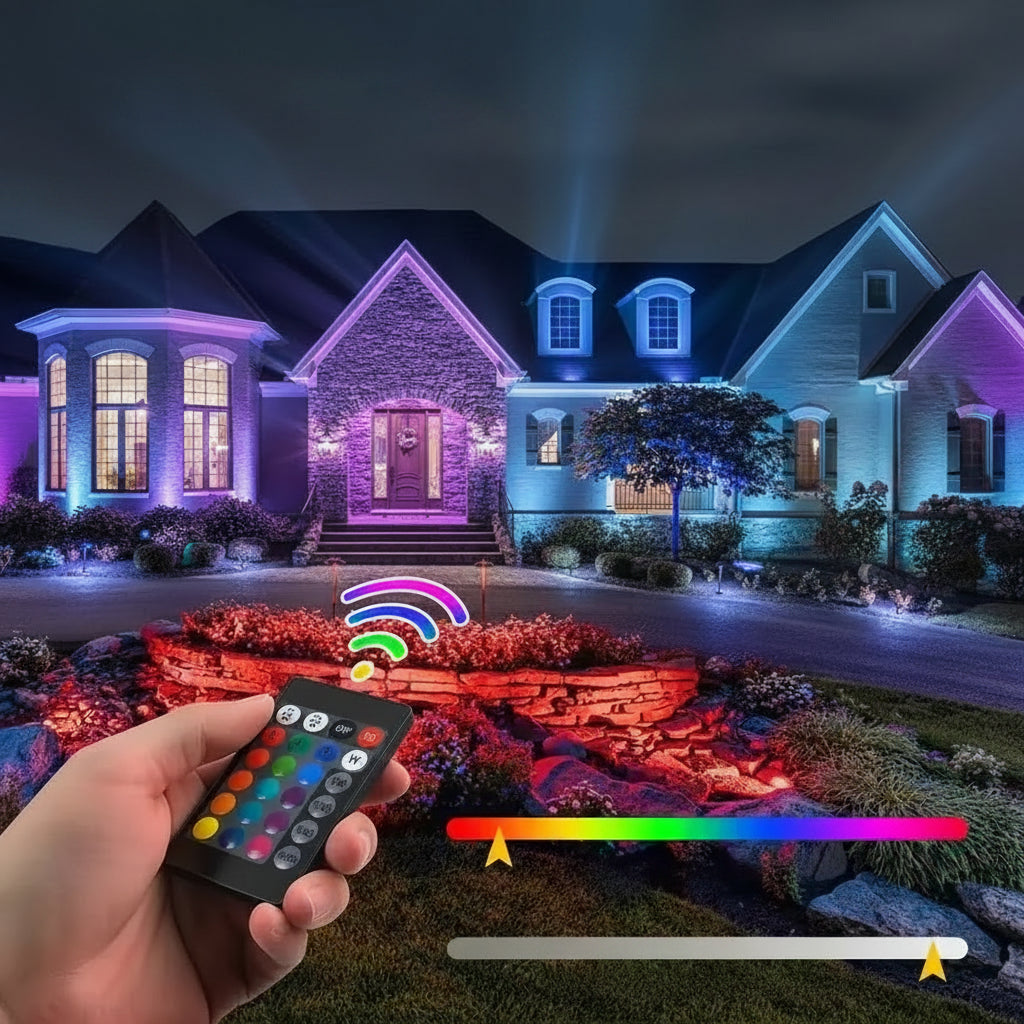 Projecteur LED RGB Extérieur 220V – Multicolore avec Télécommande