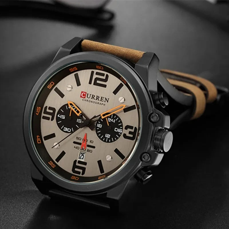 Curren 8314 – Montre Homme Quartz | Bracelet Cuir | Chronographe & Date