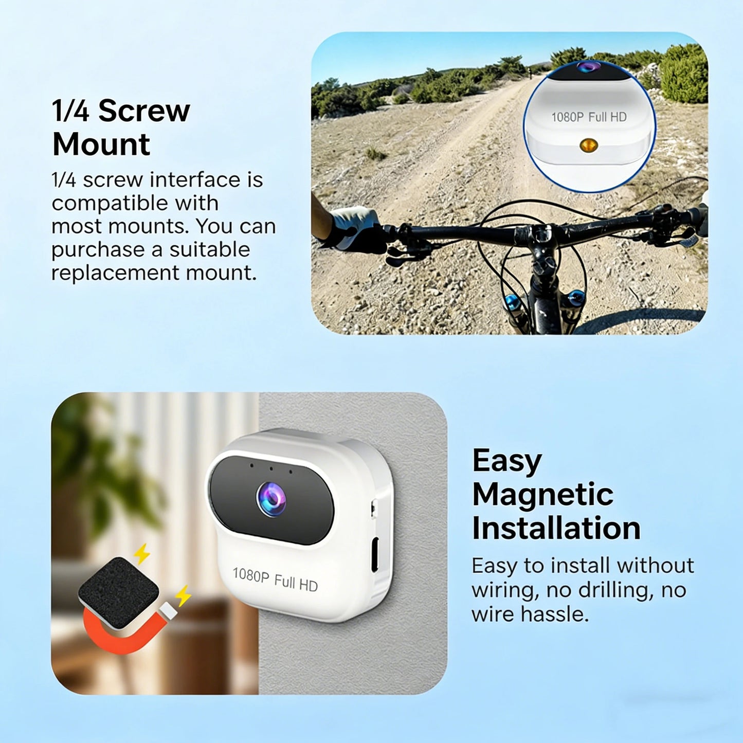 Caméra Mini WiFi FUYUMY 1080P – Surveillance Magnétique, Détection de Mouvement