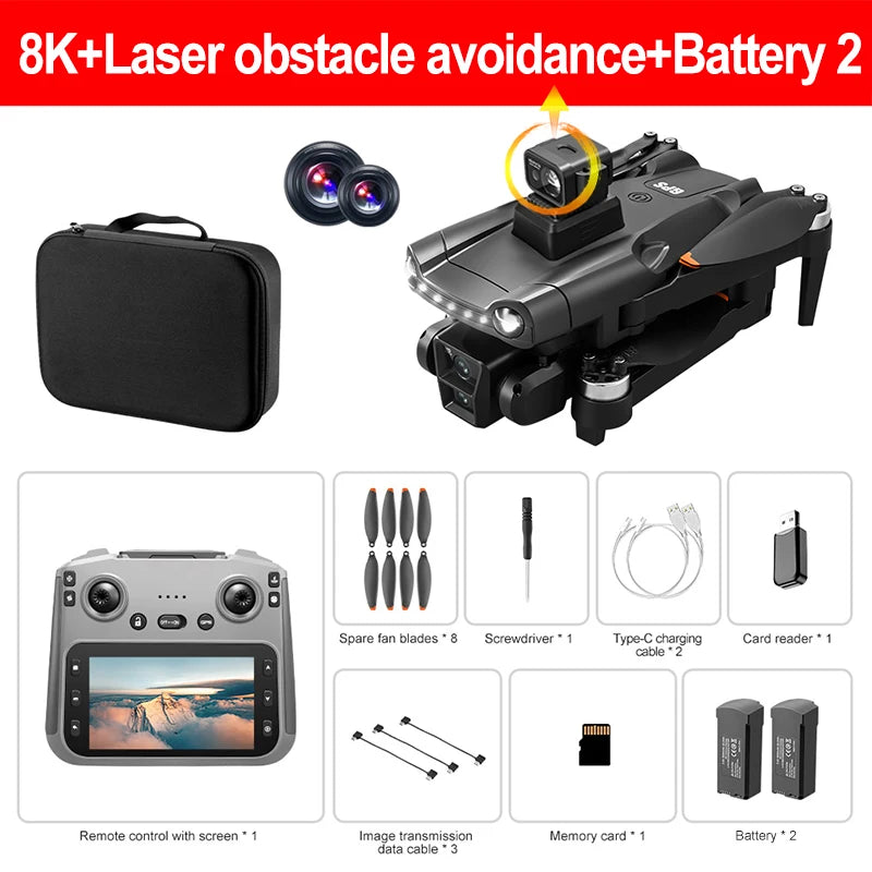 Drone GPS Lenovo V198MAX 8K – Caméra Professionnelle, Évitement d'Obstacles Laser, Télécommande Grand Écran
