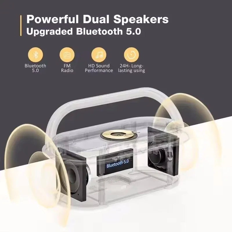 Enceinte Bluetooth AyeBeau — Chargeur Sans Fil, Radio FM, Réveil & Veilleuse