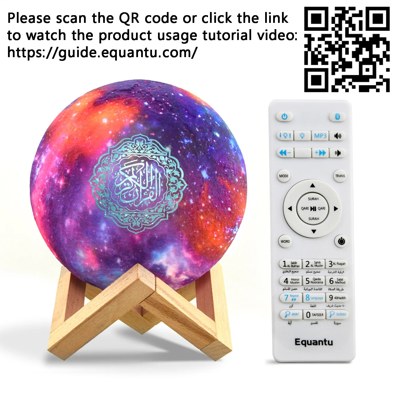 Enceinte Bluetooth Coran – Veilleuse LED, Azan Automatique,