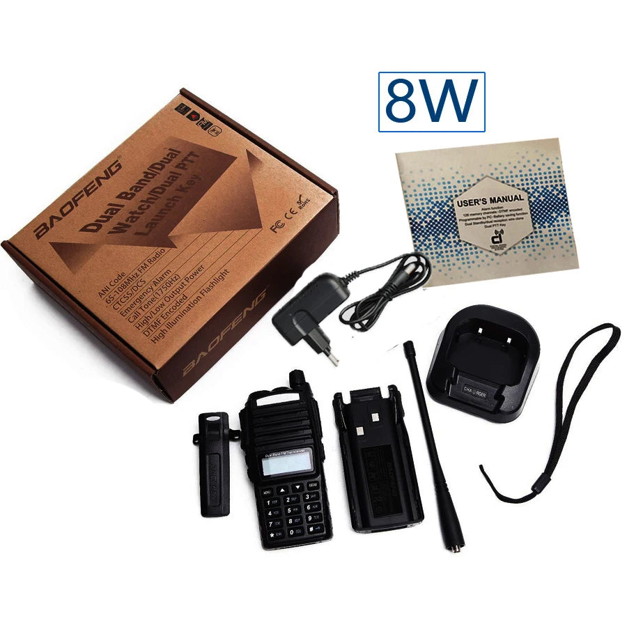 Talkie-Walkie BAOFENG UV-82 Plus — Double Bande VHF/UHF, 5W/8W, IP57, 128 Canaux