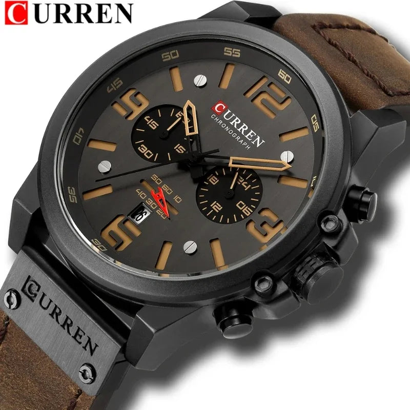 Curren 8314 – Montre Homme Quartz | Bracelet Cuir | Chronographe & Date