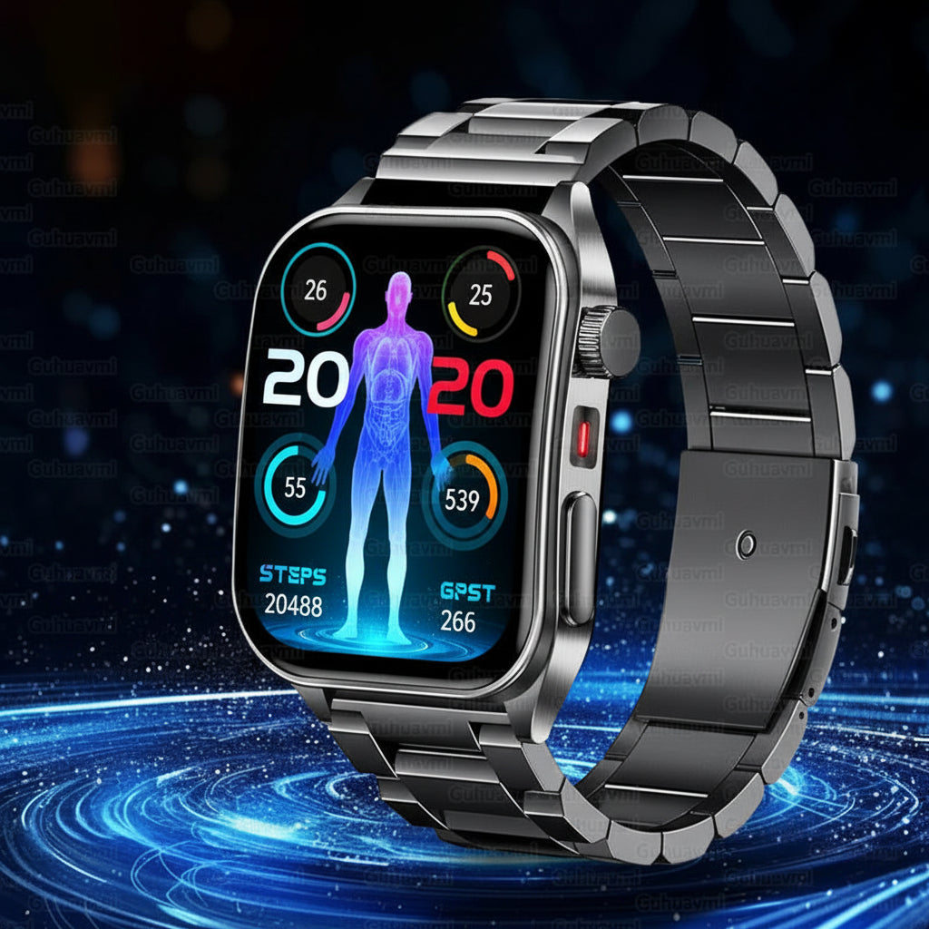 Montre Connectée Santé 2026 – Thérapie Laser 650nm, ECG, Tension, Acide Urique