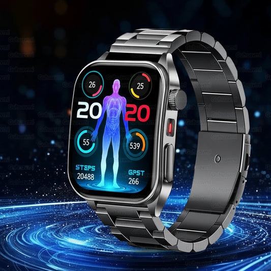 Montre Connectée Santé 2026 – Thérapie Laser 650nm, ECG, Tension, Acide Urique