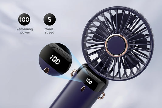 Ventilateur Mini Portable 6 Vitesses  Pliable LED Silencieux