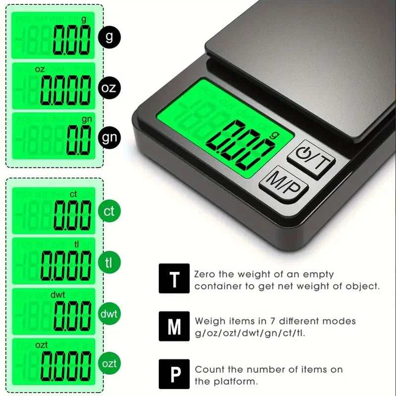 Mini Pocket Scale 500g/0.01g & 1000g/0.1g – Digital Gram