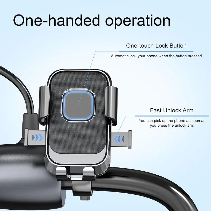 Support Téléphone Vélo & Moto 360° – Rotation Complète, Une Main, Universel 4’’-6,9’’