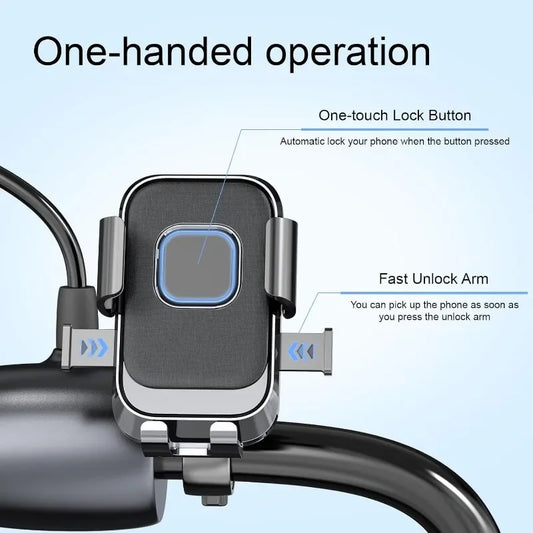 Support Téléphone Vélo & Moto 360° Rotation Complète Une Main Universel