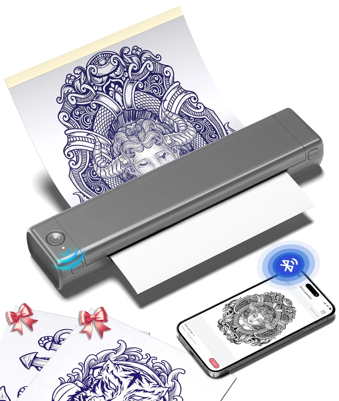Imprimante à Pochoirs Tatouage Phomemo M08F – Bluetooth A4, 10 Feuilles incluses, Pro & Débutants