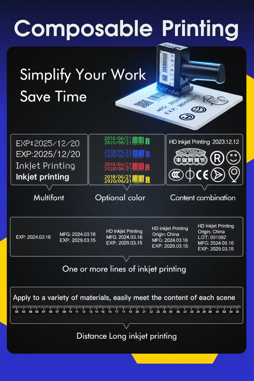 Imprimante Jet d'Encre Portable Y-han – Impression sur Codes-Barres, QR Codes, Dates & Logos