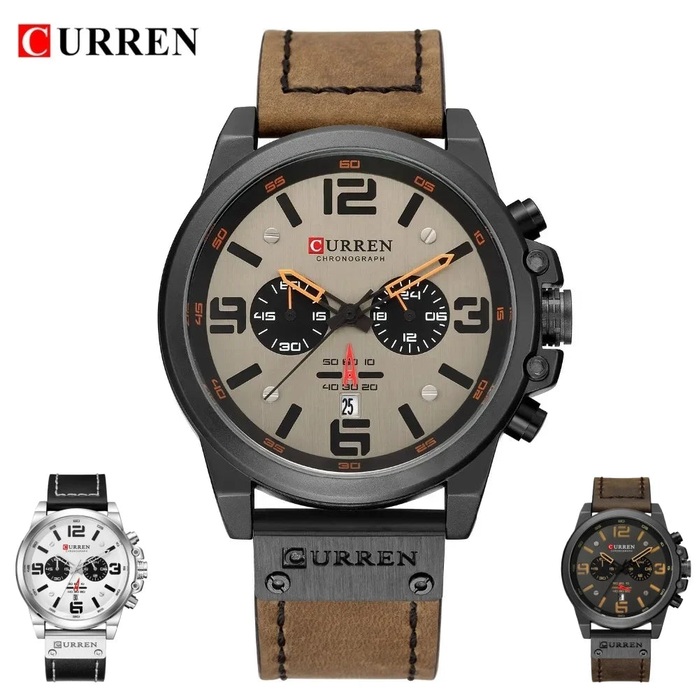 Curren 8314 – Montre Homme Quartz | Bracelet Cuir | Chronographe & Date
