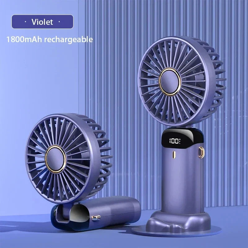 Ventilateur Tour de Cou Pliable 5 Vitesses Support Téléphone
