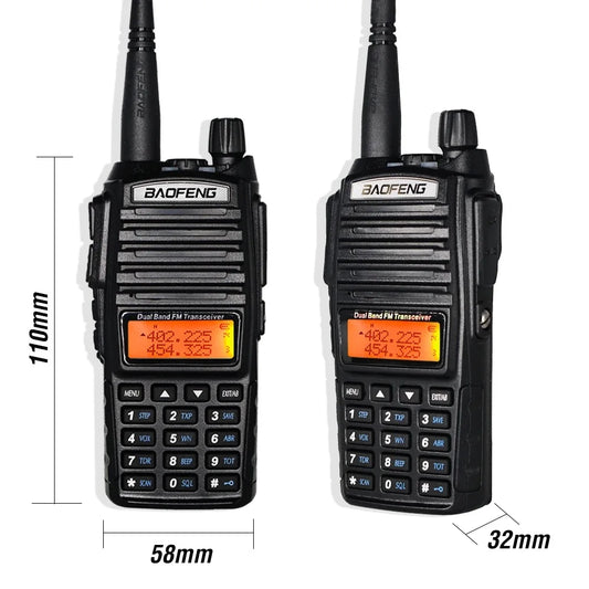 Talkie-Walkie BAOFENG UV-82 — Double Bande VHF/UHF, 5W/8W, Double PTT, Portée 10 km