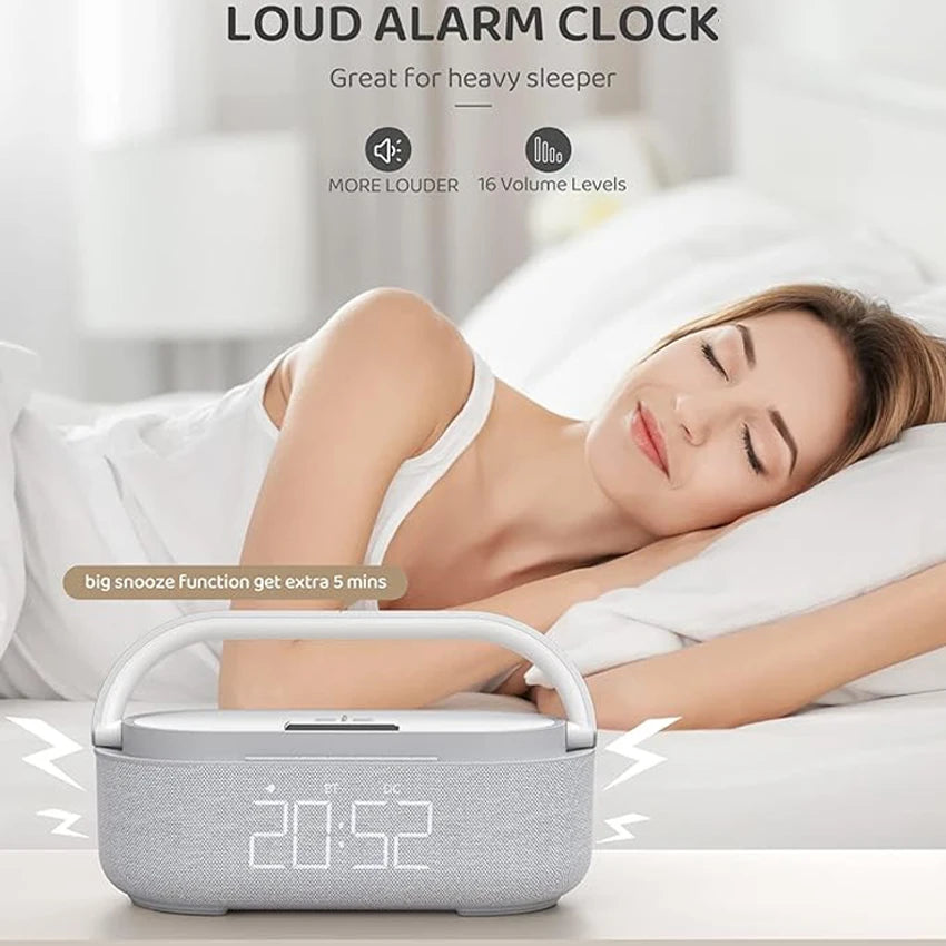 Enceinte Bluetooth COLSUR — Chargeur Sans Fil, Radio FM & Lumière Dimmable