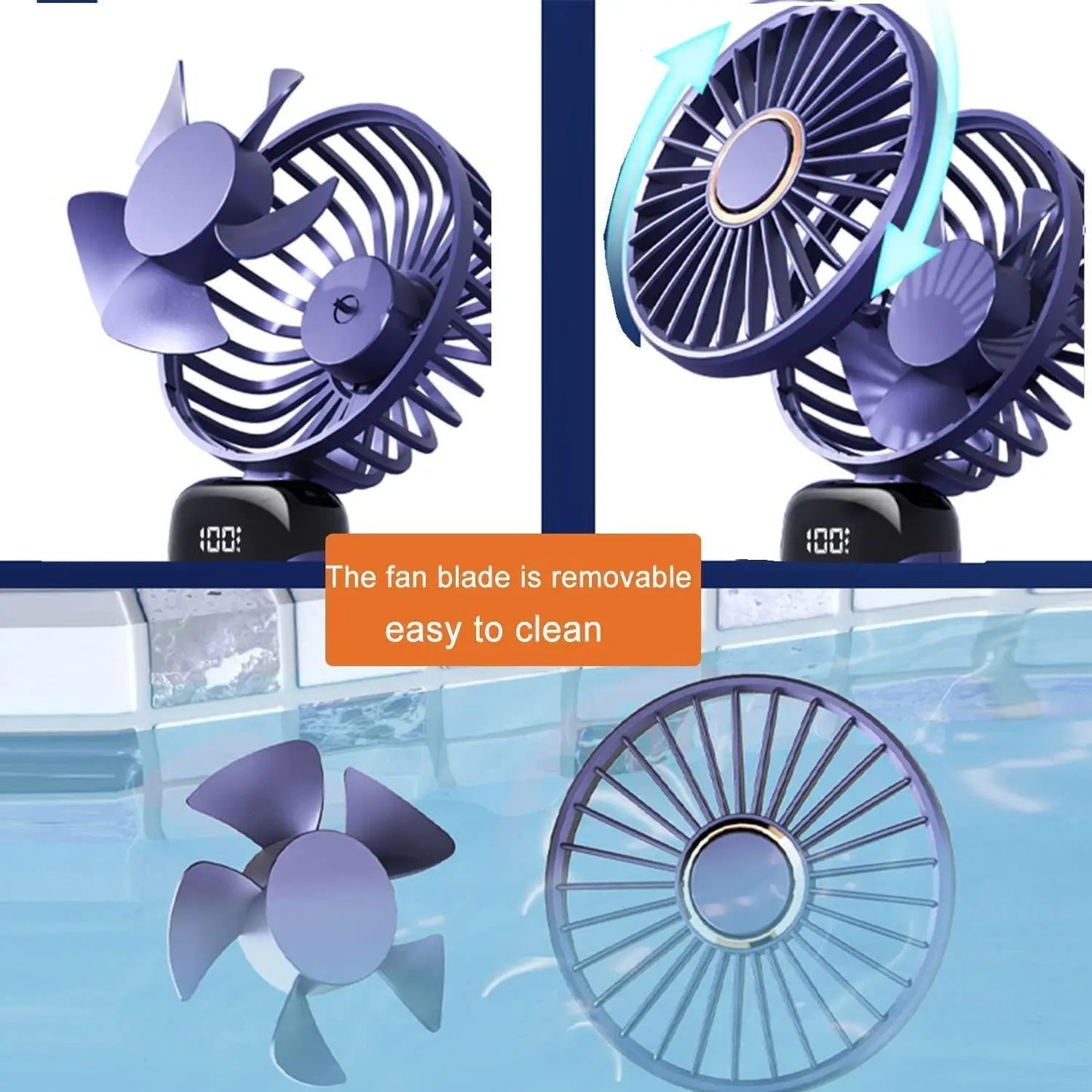 Ventilateur Mini Portable USB Pliable Avec Écran LED