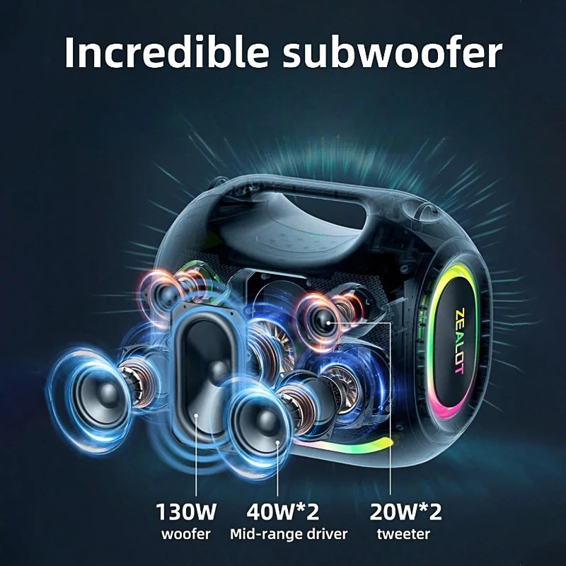 Enceinte Bluetooth ZEALOT RGB, Son 7.1 Surround