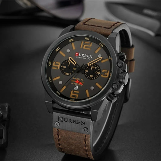 Curren 8314 – Montre Homme Quartz | Bracelet Cuir | Chronographe & Date