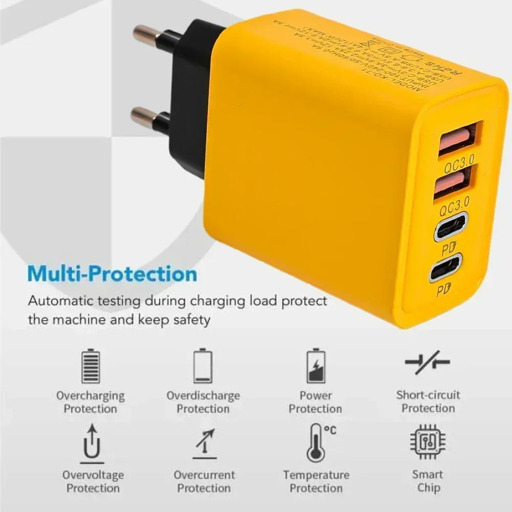 Chargeur Mural 120W BAPPSUS – 4 Ports | Charge Rapide | Prise EU / UK / US
