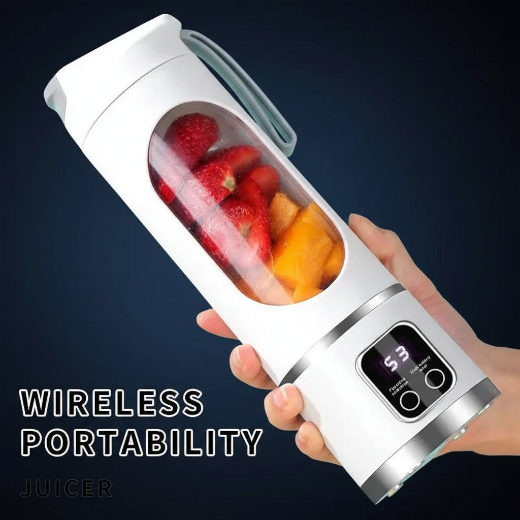 Mini Extracteur de Jus Électrique 450ml – Moteur Puissant 40W, Affichage Digital, Glace Pilée, Rechargeable