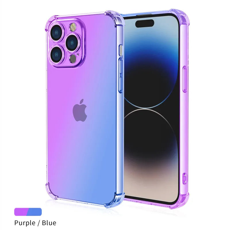 Four-corners Shockproof Gradient TPU Case for iPhone 17 Air 16e 16 Pro Max 15 14 Plus 13 Mini Protective Cover Fundas Coque Capa