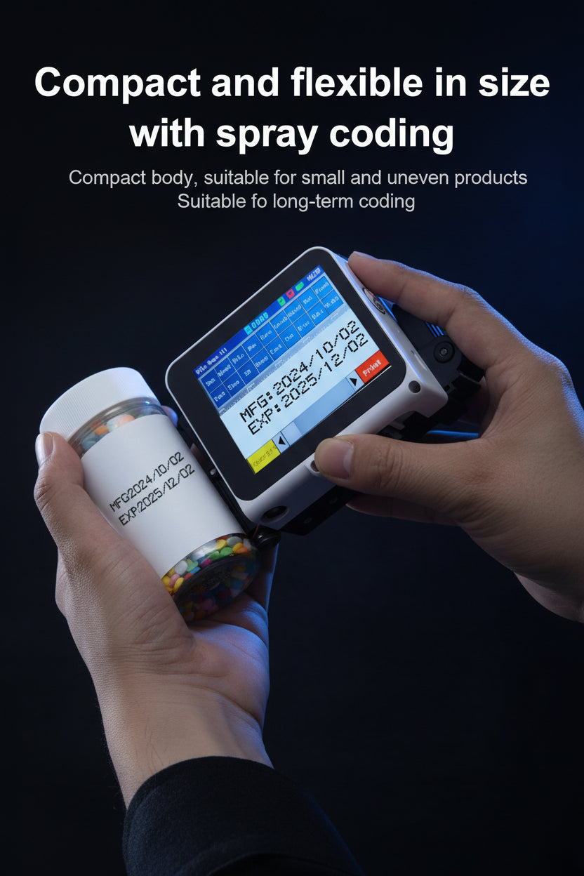 Imprimante Jet d'Encre Portable 12.7mm – QR Code, Texte, Logo, Date | Words Fly 40ppm