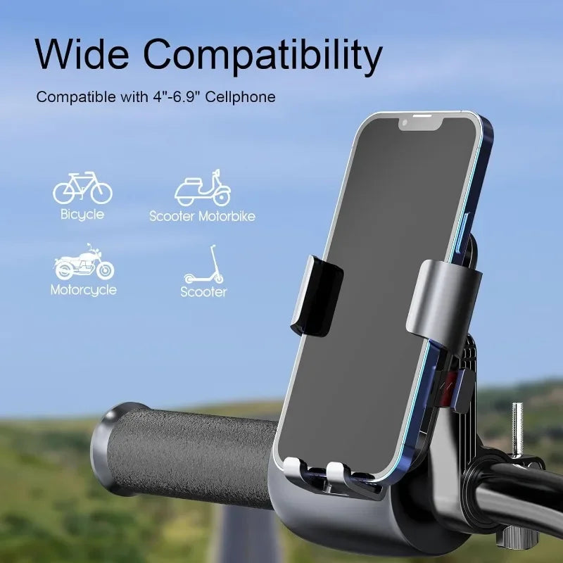 Support Téléphone Vélo & Moto 360° – Rotation Complète, Une Main, Universel 4’’-6,9’’