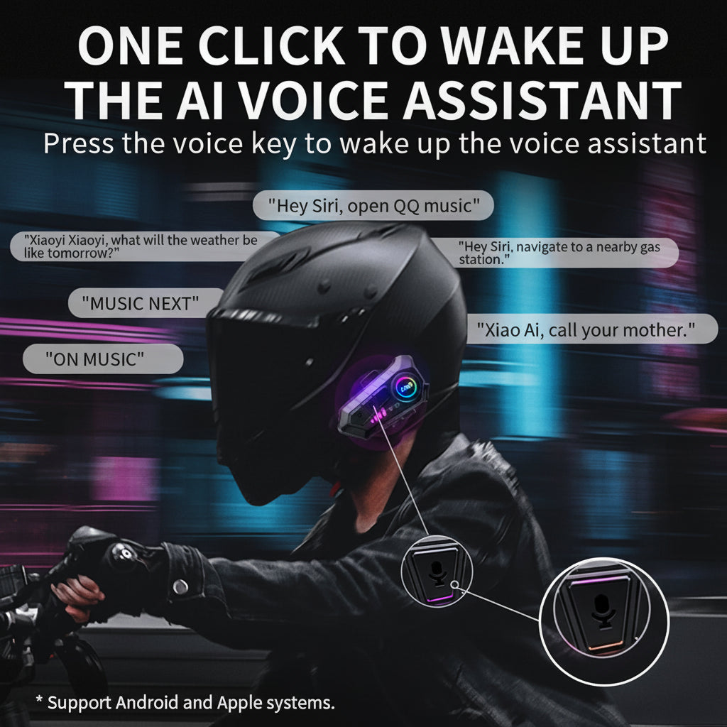 Casque Bluetooth 5.3 Moto – Kit Mains Libres Waterproof IPX6 avec Micro