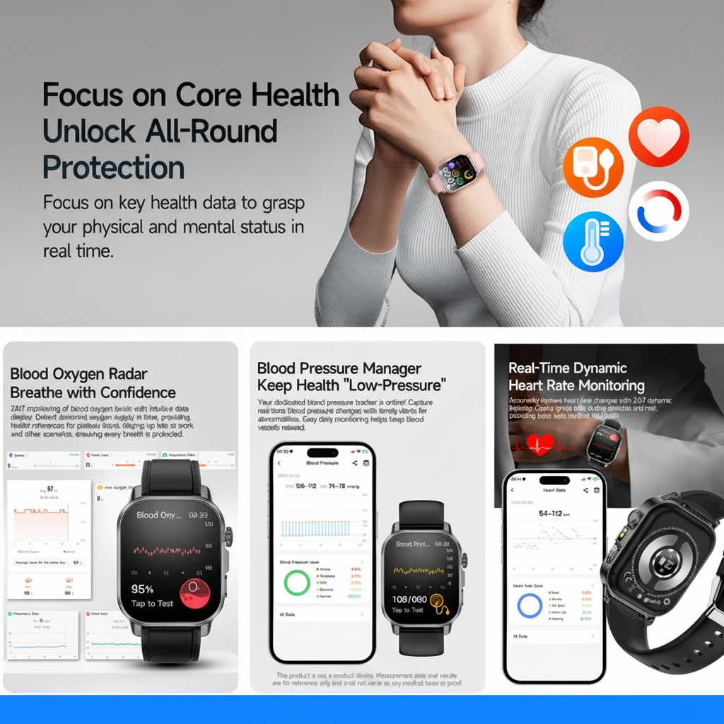 Montre Connectée 2026 – ECG, Appels Bluetooth & Suivi Santé