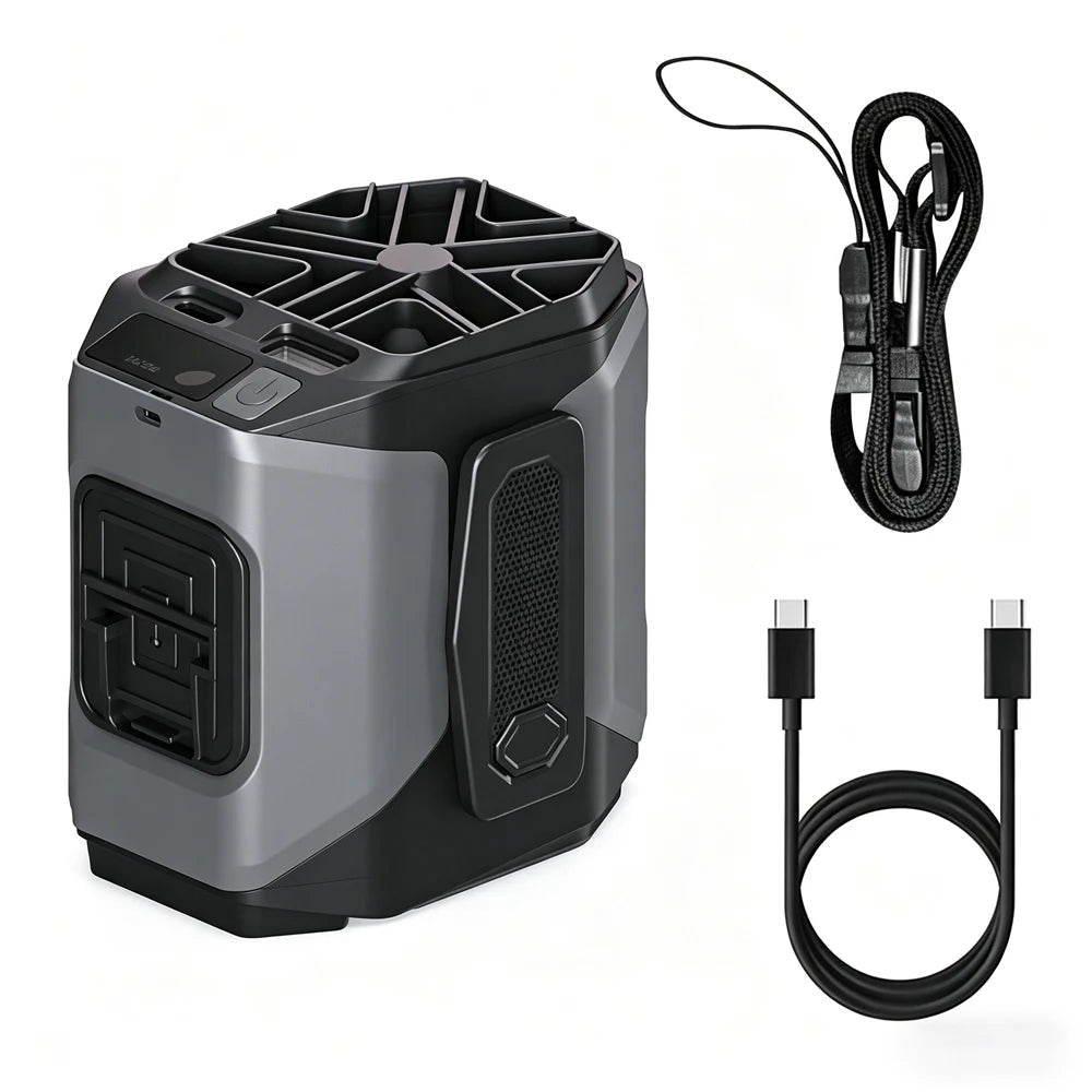 Ventilateur de Taille Rechargeable – Mains Libres, Batterie 10000/20000mAh, 5 Vitesses