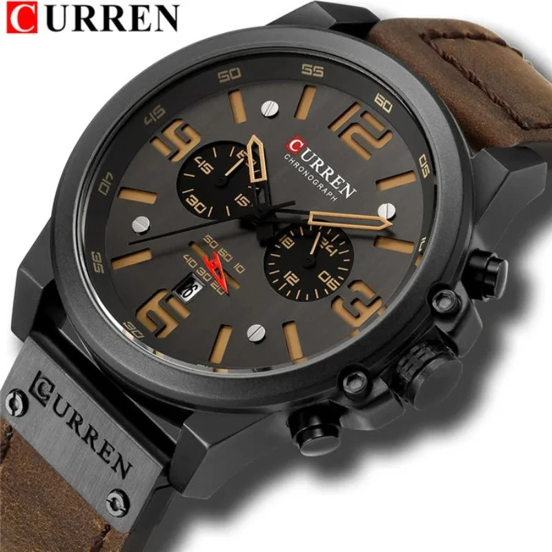 Curren 8314 – Montre Homme Quartz | Bracelet Cuir | Chronographe & Date